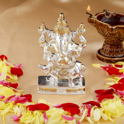 Buy Estele Gold-Polished Spiritual Mooshak Lord Ganesha Idol for Gifts & HouseWarming/Home/Office Decors
