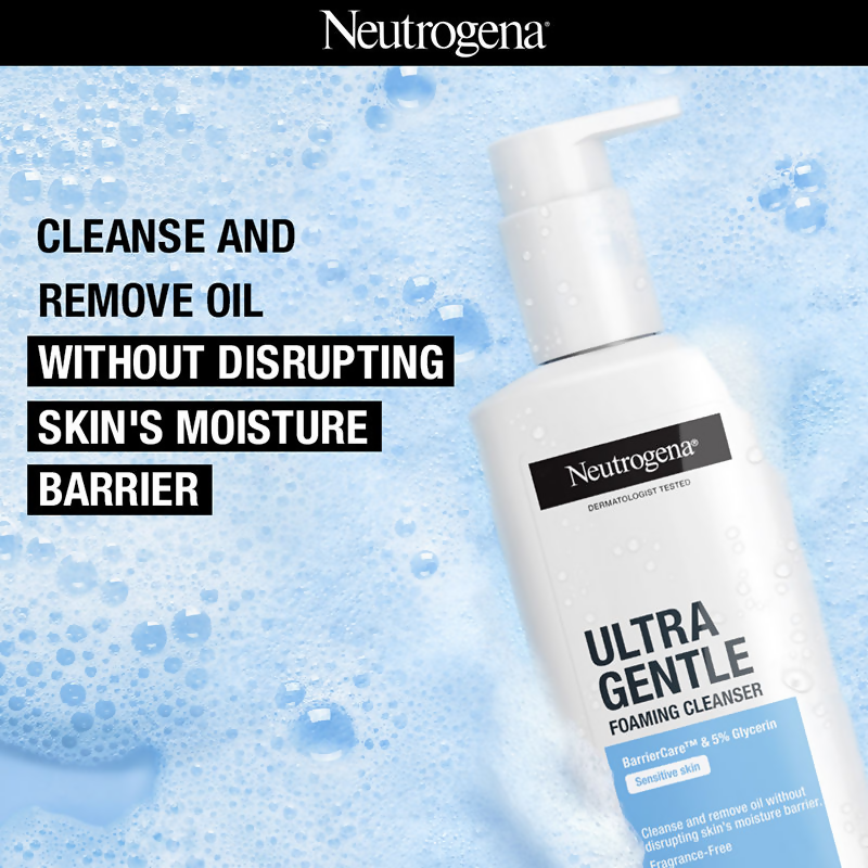 Neutrogena Ultra Gentle Foaming Face Cleanser Protect Skin Moisture  - For Oily & Sensitive Skin