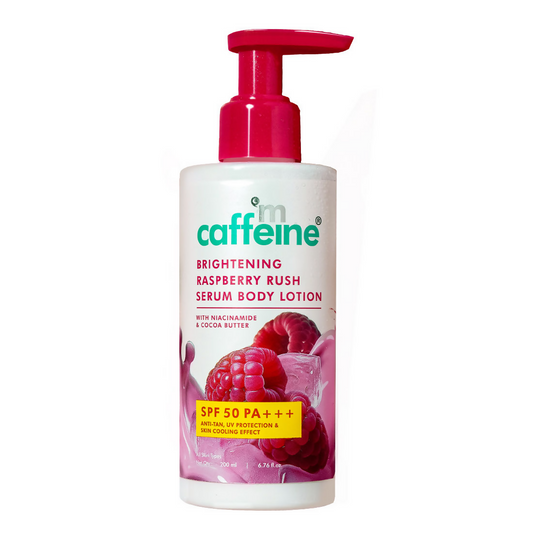 mcaffeine Brightening Raspberry Rush Serum Body Lotion SPF 50 PA+++