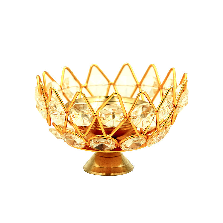 Buy Shubhkart Nitya Brass Gomedh Crystal Pyali Diya (small)
