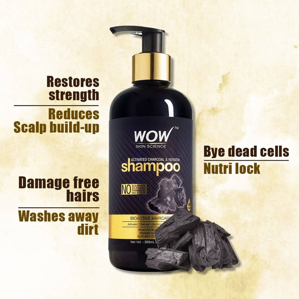 Wow Skin Science Activated Charcoal & Keratin Shampoo - DrMediCart