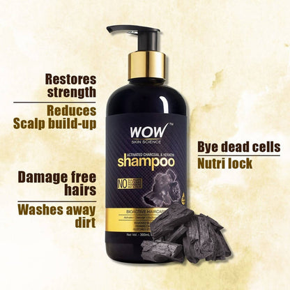 Wow Skin Science Activated Charcoal & Keratin Shampoo - DrMediCart