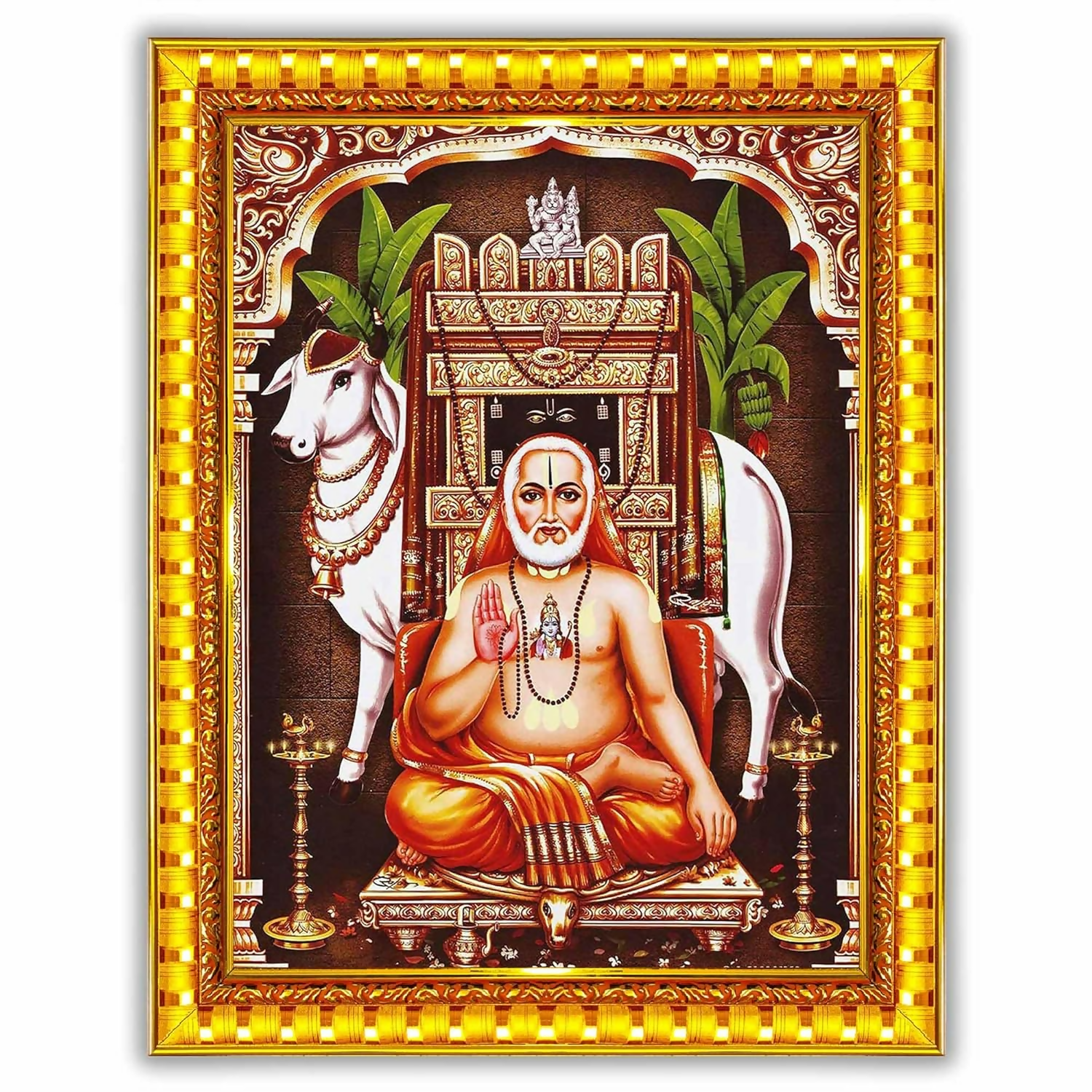 Buy Pavan Photo Laminations Raghavendra Swamy Lord Mantralaya Ragavendra Wall Painting Framed Home Decor (6 x 8 Inch)