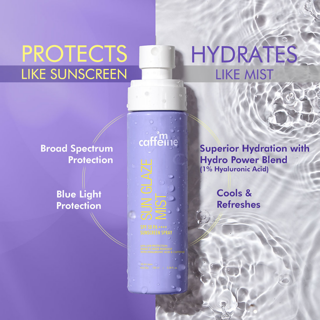 mCaffeine Sun Glaze SPF 50 PA++++ Face Sunscreen Spray