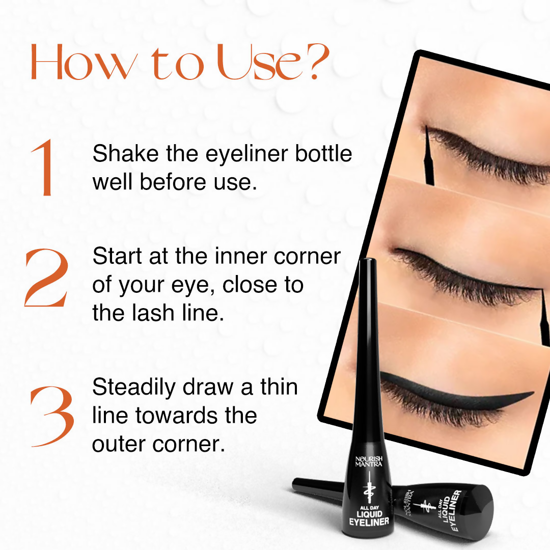 Nourish Mantra Liquid Eyeliner All-Day with Glycerine for Bold & Dramatic Eyes with SPF