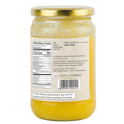 Praakritik Natural Desi Gir Cow A2 Ghee | Organic Grassfed - Vegetarian GMO Free Lactose Free - Cow Ghee