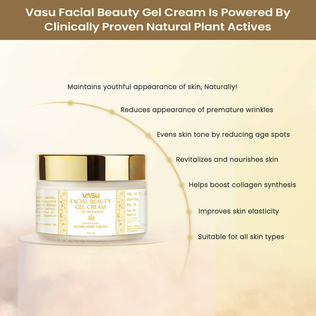 Vasu Healthcare Kumkumadi Tailam Facial Beauty Gel Face Cream - Drmedicart