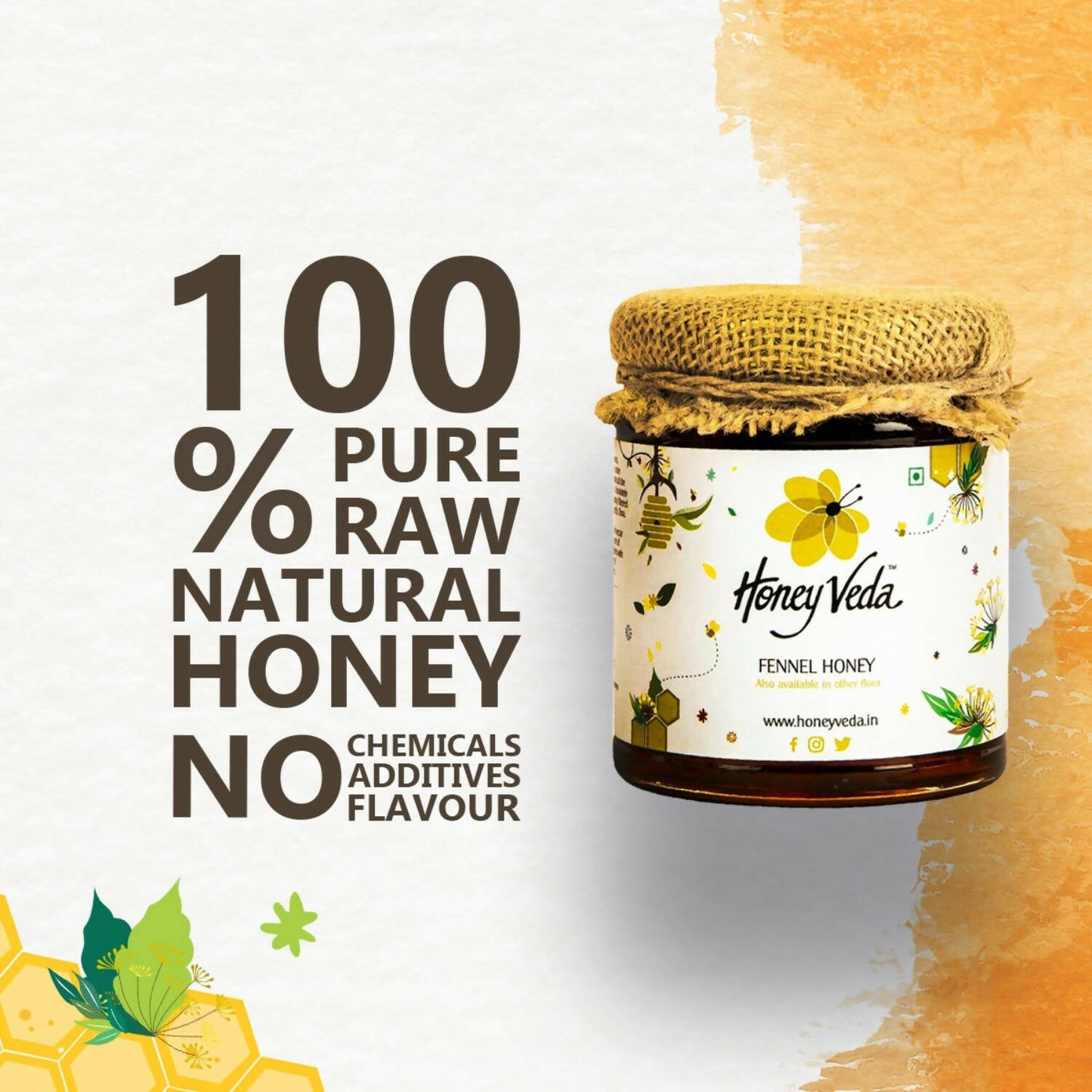 HoneyVeda Premium Raw Fennel Honey