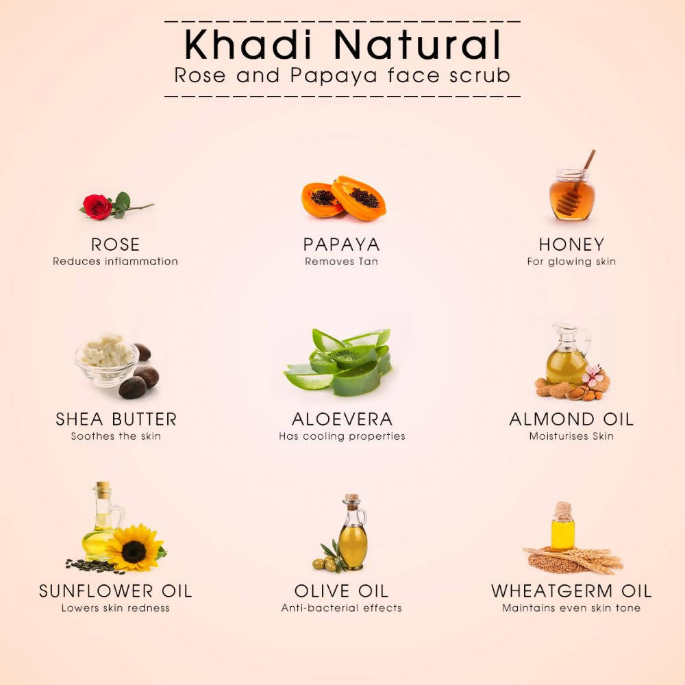 Khadi Natural Rose & Papaya Ayurvedic Face Scrub - Drmedicart
