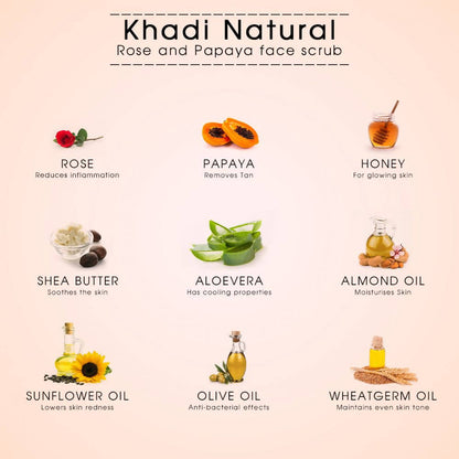 Khadi Natural Rose & Papaya Ayurvedic Face Scrub - Drmedicart
