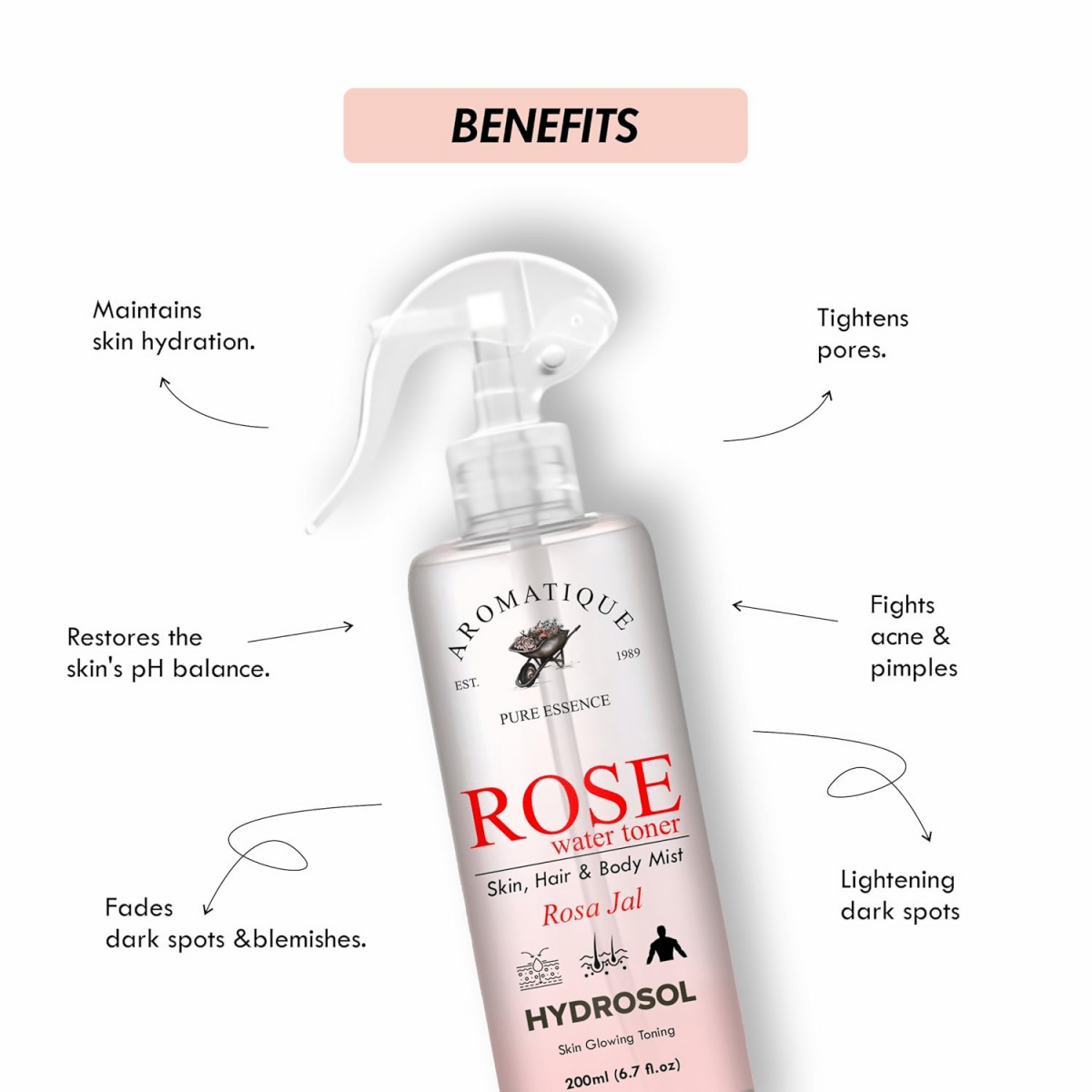 Aromatique Rose Water Spray For Face, Rose Water Toner