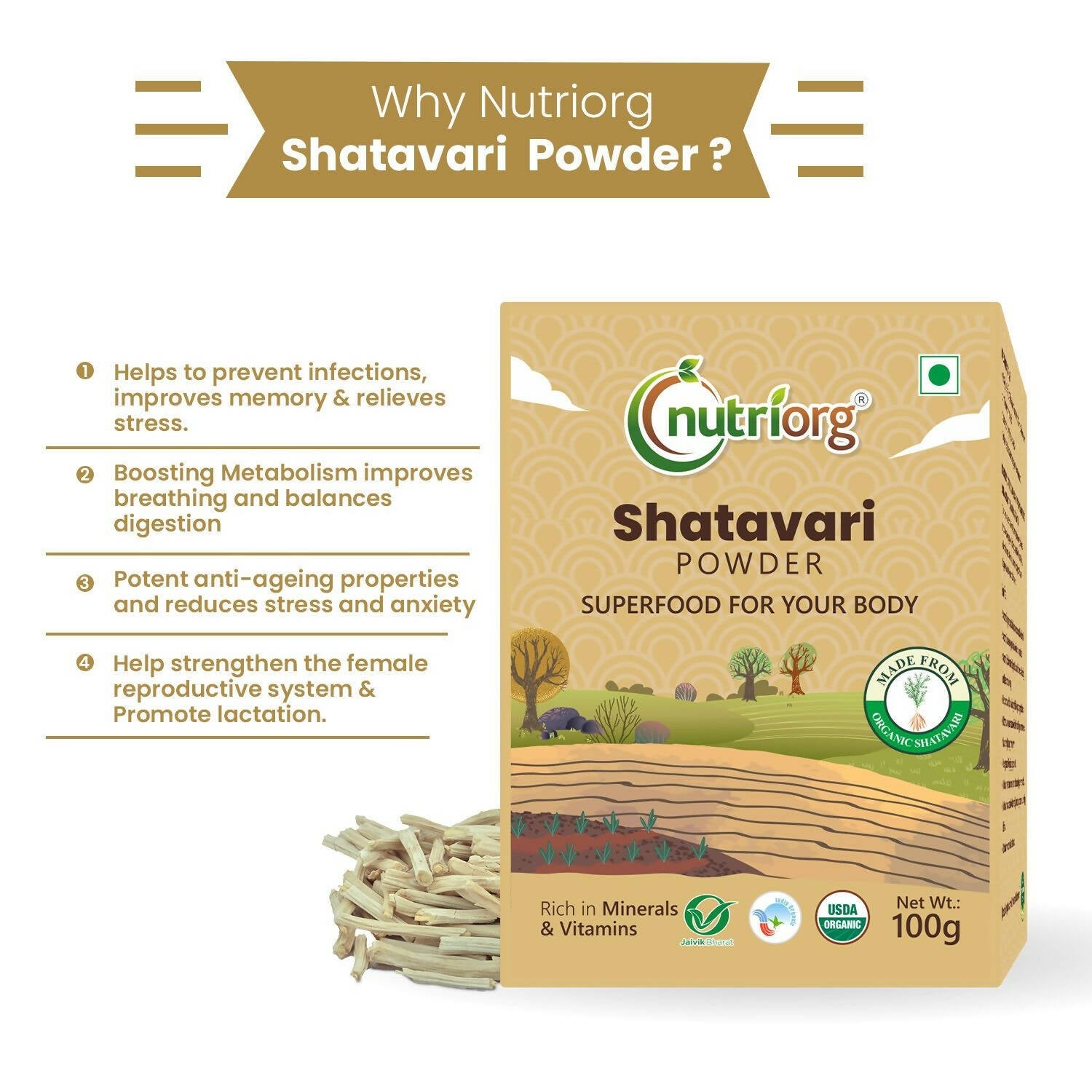 Nutriorg Certified Organic Shatavari Powder