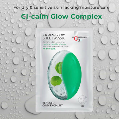 Professional O3+ Cicalm Glow Sheet Mask With Cica For D-Tan & Glow