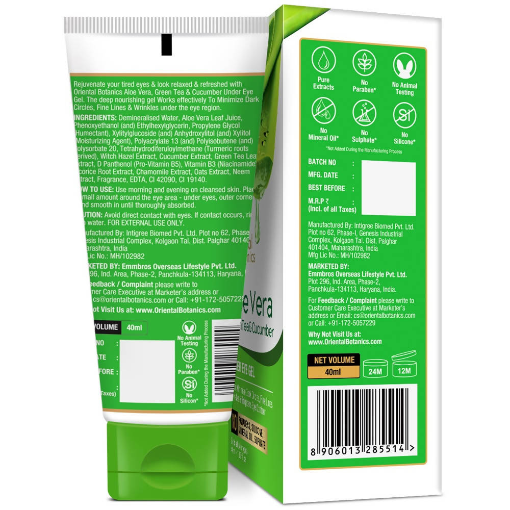 oriental botanics aloe vera green tea cucumber under eye gel buy in usa