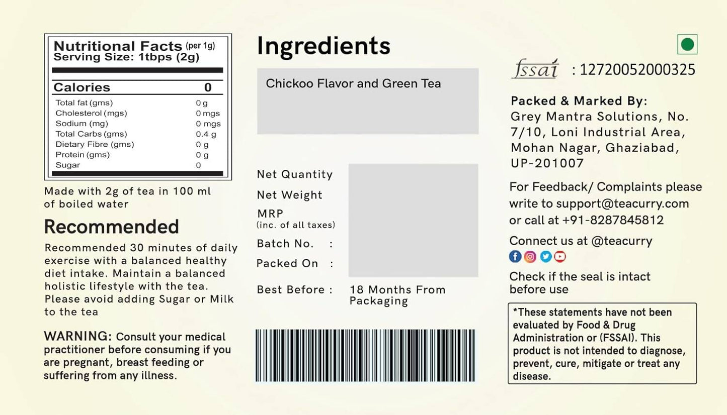 Teacurry Chikoo Green Tea Bags - Drmedicart