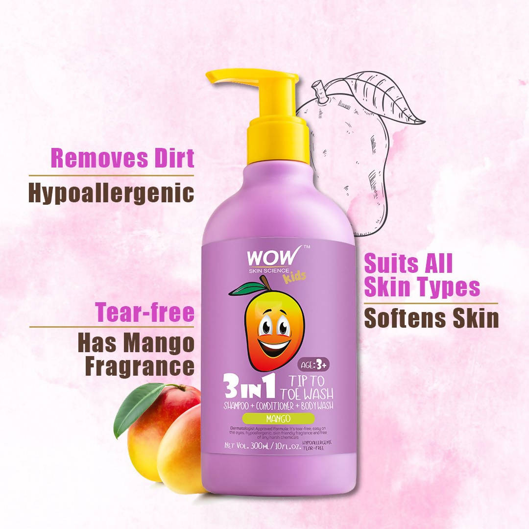 Wow Skin Science Kids Mango 3 in 1 Tip to Toe Wash - Drmedicart