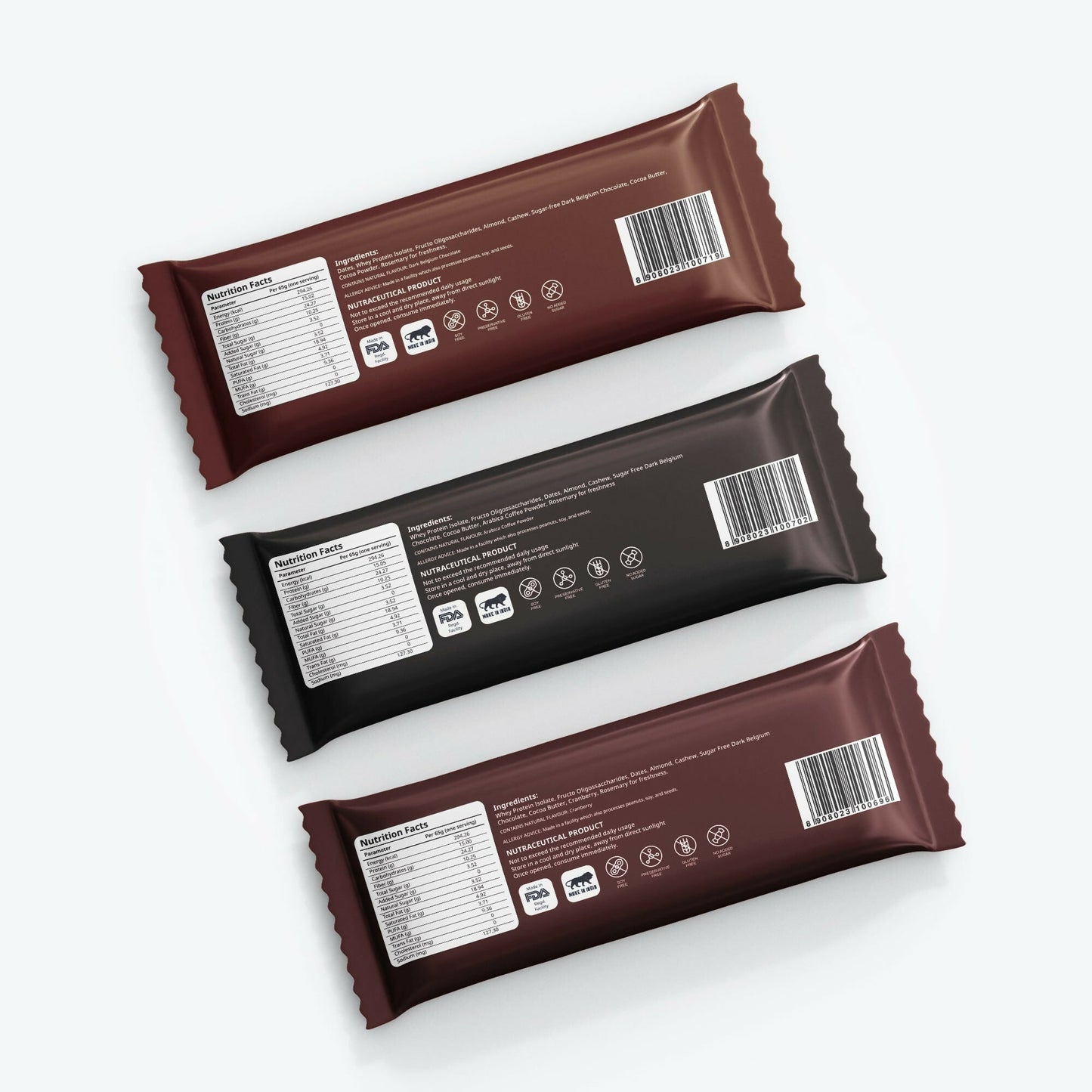 Miduty by Palak Notes Protein Bars Combo (Belgium Chocolate, Arabica Coffee and Cranberry)