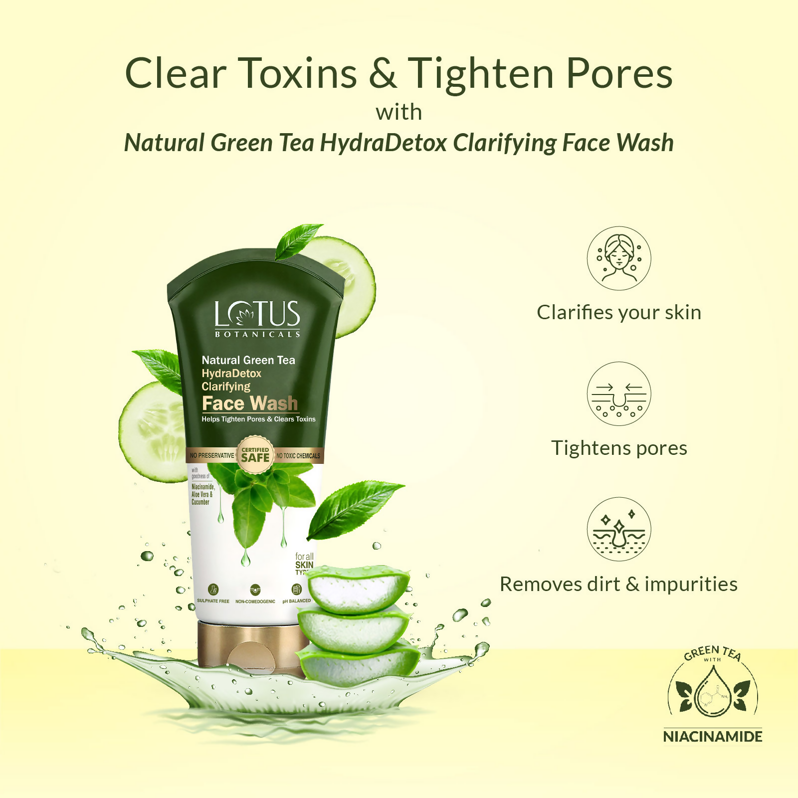 Lotus Botanicals Natural Green Tea Hydradetox Clarifying Face Wash