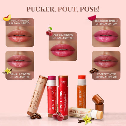 Just Herbs Coffee Tinted Lip Balm with SPF 20+ for Dark Lips to Lighten