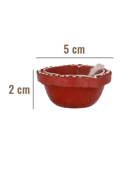 Tied Ribbons Red Blue Pack of 12 Handcrafted Terracotta Clay Oil Diya