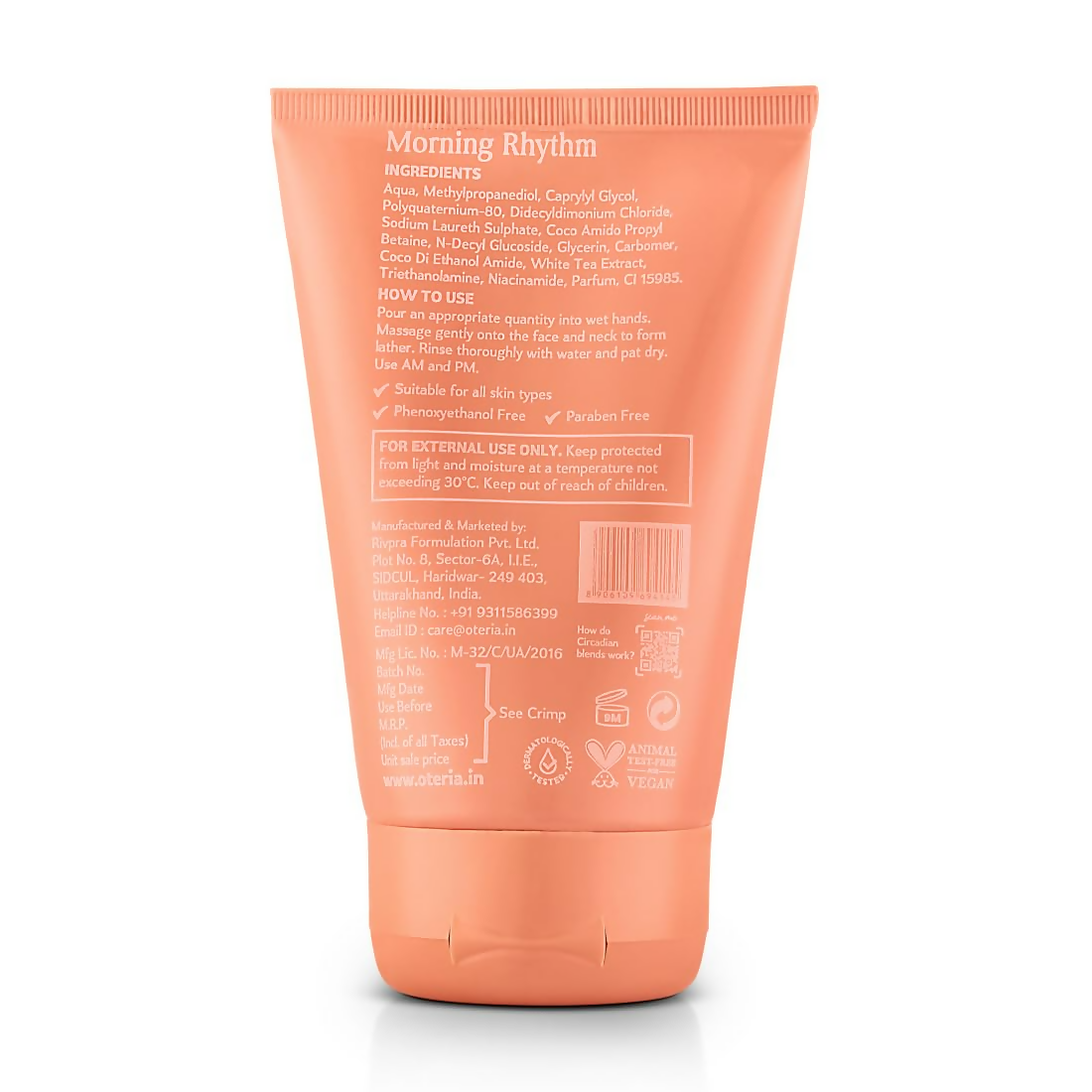 Oteria Premium Clear Skin Face Wash Infused With White Tea Extracts For Glowing And Brightening Skin