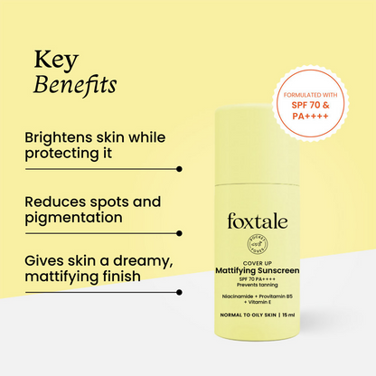 Foxtale SPF 70 Gel-Cream Sunscreen for Oily Skin with PA++++ & Niacinamide