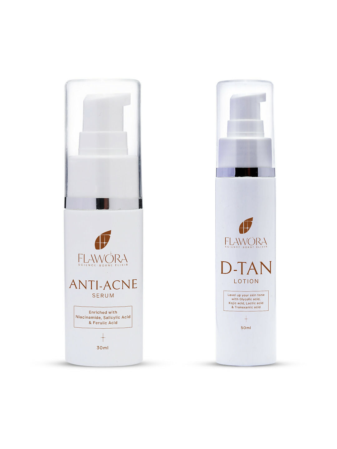 Flawora Anti Acne Serum to reduce Blackheads, Open Pore and D-Tan Lotion for Pigmentation & Tan Removal