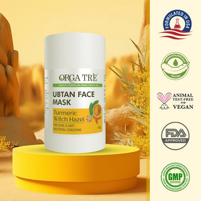 Orgatre Ubtan Face Mask Stick For Men & Women For Sun Tan, Natural Glow With Natural Haldi