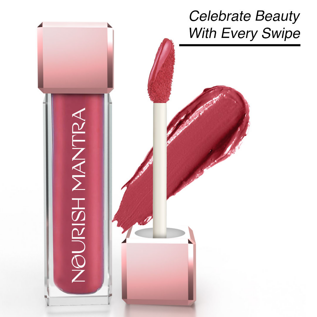 Nourish Mantra Liquid Lipstick Creamy Matte with SPF / Water Proof, Smudge Proof Shade-Jashn-e-gulab