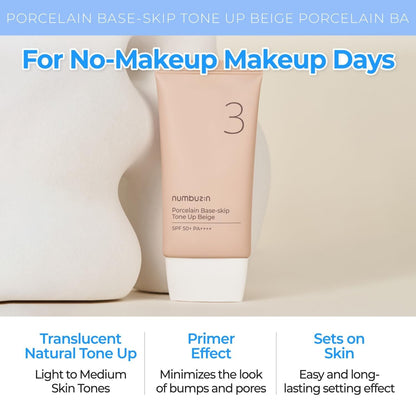 Numbuzin No.3 Porcelain Base-skip Tone Up Beige