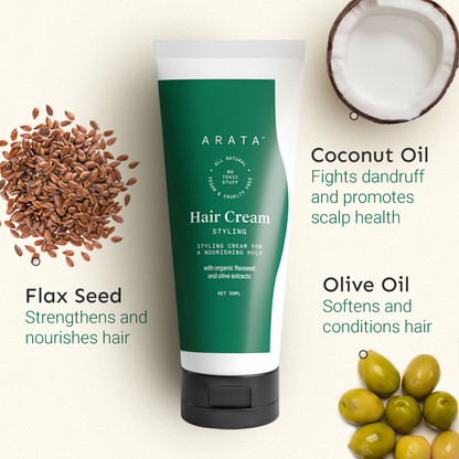 Arata Styling Hair Cream For Frizz Free & Definition - Adds Texture & Control