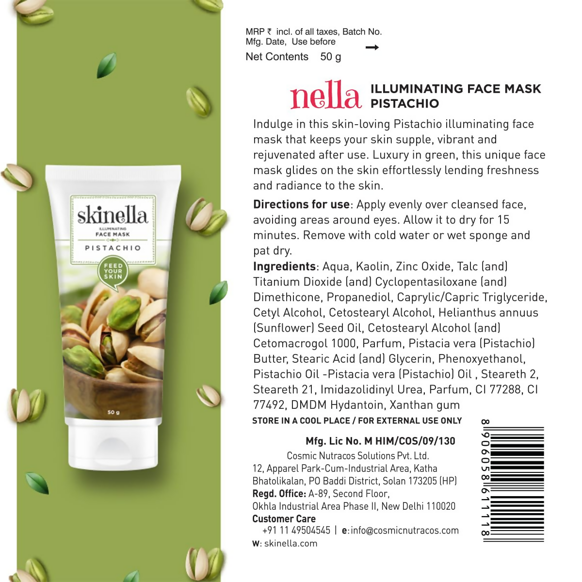 Skinella Illuminating Face Mask Pistachio