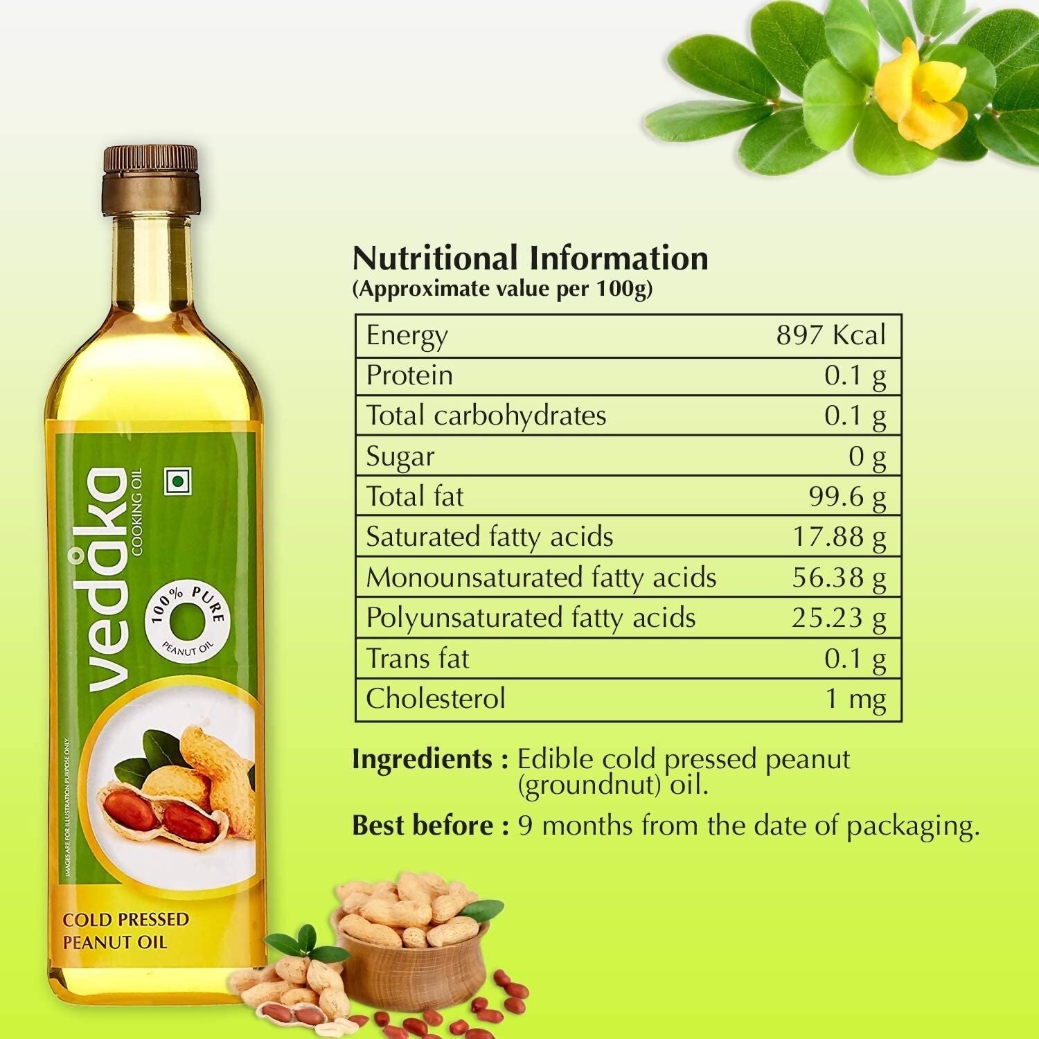 Vedaka Cold Pressed Peanut (Groundnut) Oil