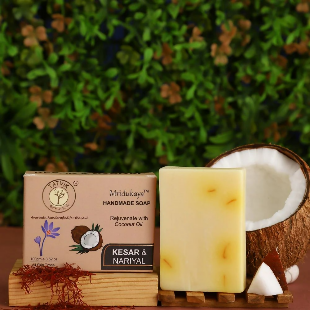 Tatvik Ayurveda Mridukayahand Made Soap (Kesar & Nariyal)