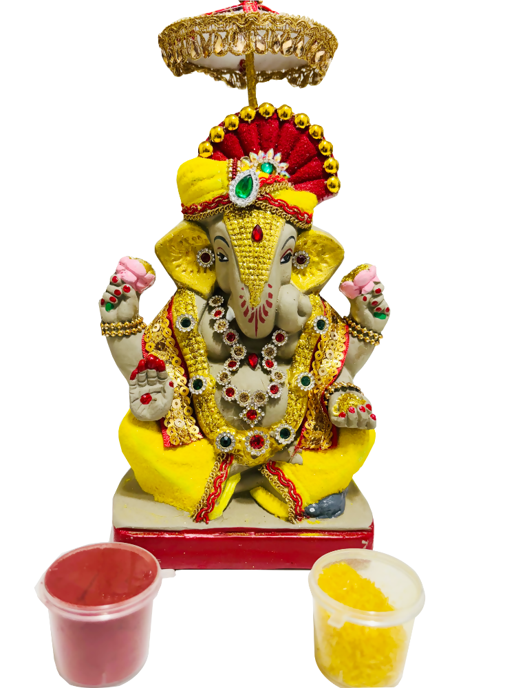 Buy Eco-Friendly Ganesh Idols (Non-Toxic Colors) With Chatri, Akshat & Kumkum