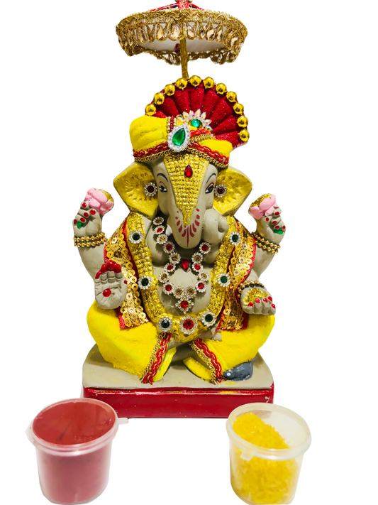 Buy Eco-Friendly Ganesh Idols (Non-Toxic Colors) With Chatri, Akshat & Kumkum