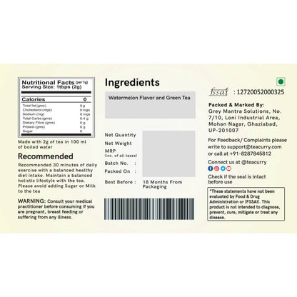 Teacurry Watermelon Green Tea Bags - Drmedicart