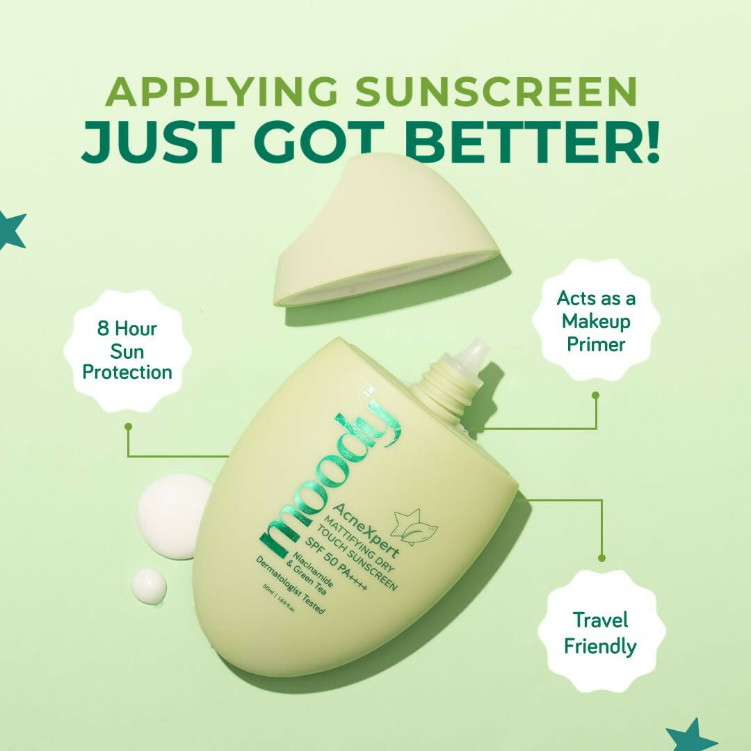 Moody AcneXpert Ultra Matte Dry Touch Sunscreen Gel with Niacinamide & Green Tea