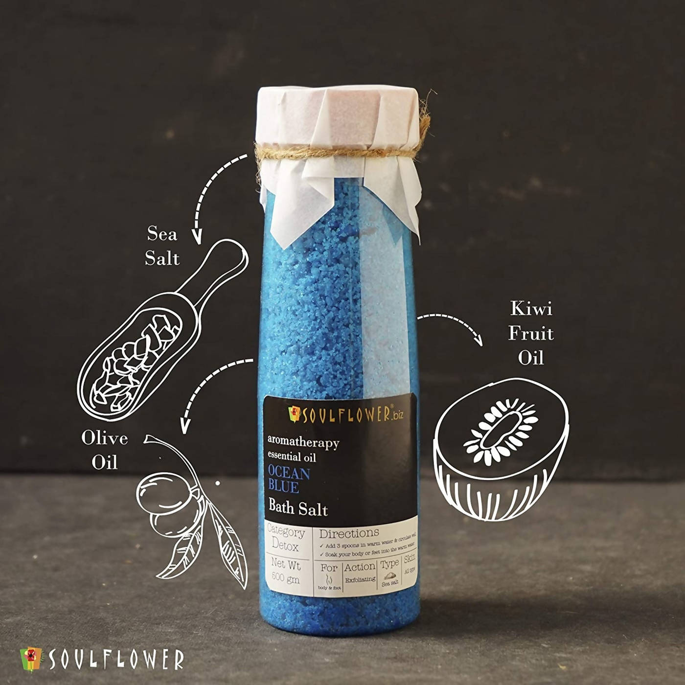 Soulflower Essential Oil Ocean Blue Bath Salt