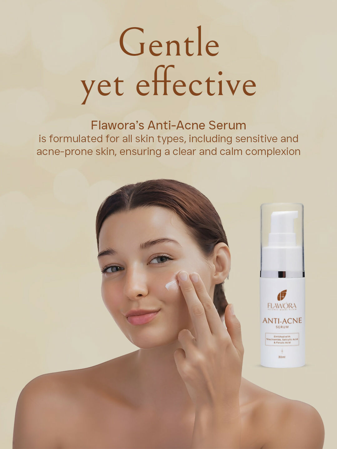 Flawora Anti-Grey Hair Serum, Anti Acne Serum & Gold Face Serum Combo