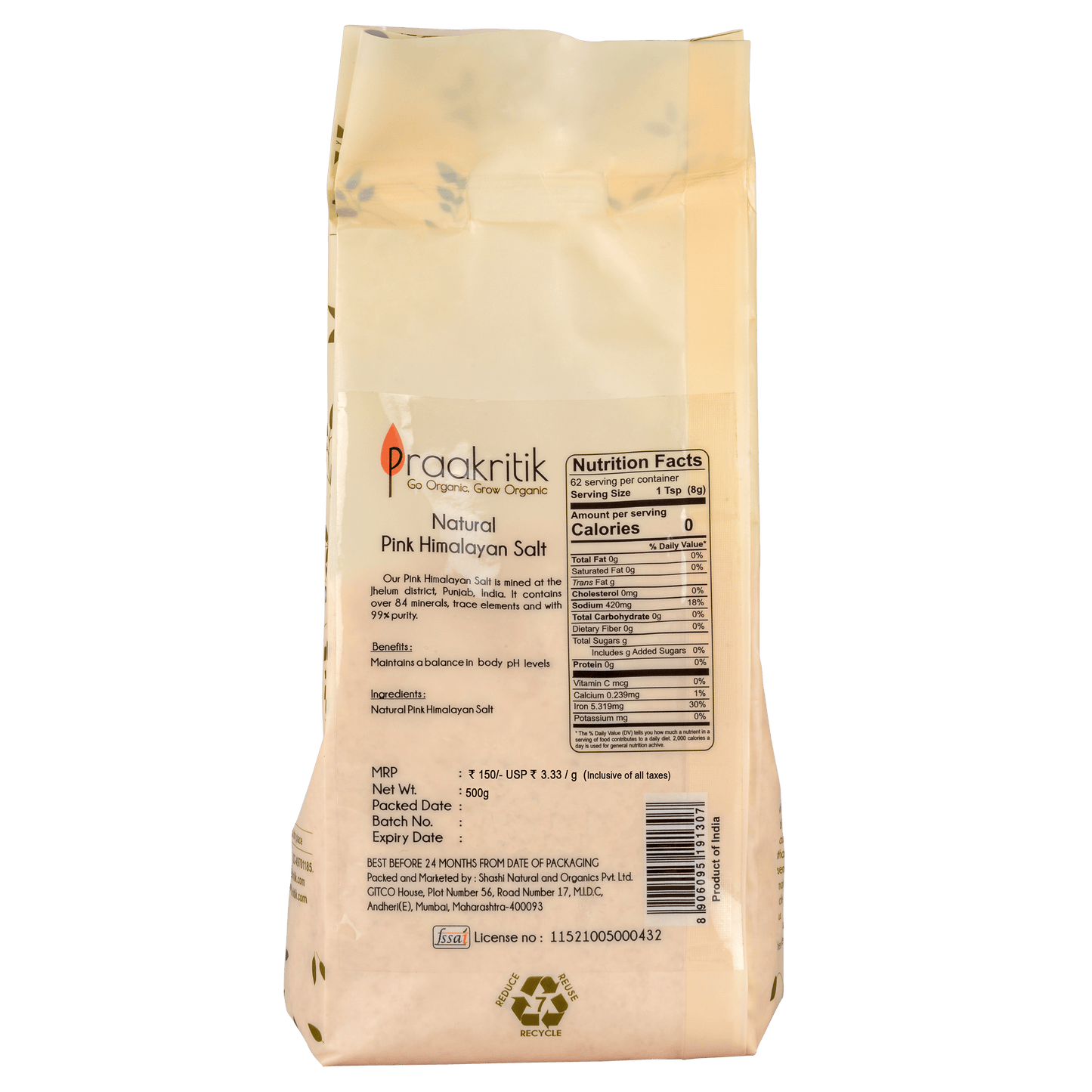Praakritik Natural Himalayan Pink Salt