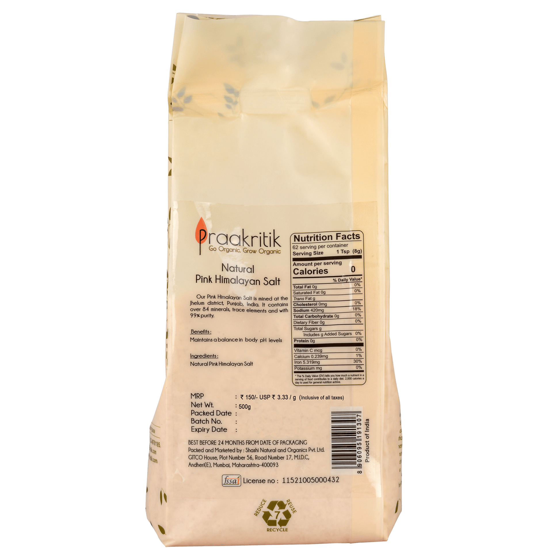 Praakritik Natural Himalayan Pink Salt