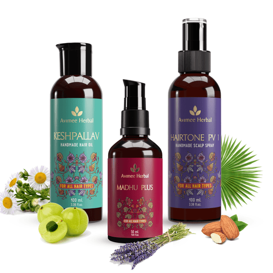 Avimee Herbal Anti-Hair Fall Kit - Oil, Scalp Spray, and Serum, Controls Hair Fall and Nourishes Hair Root