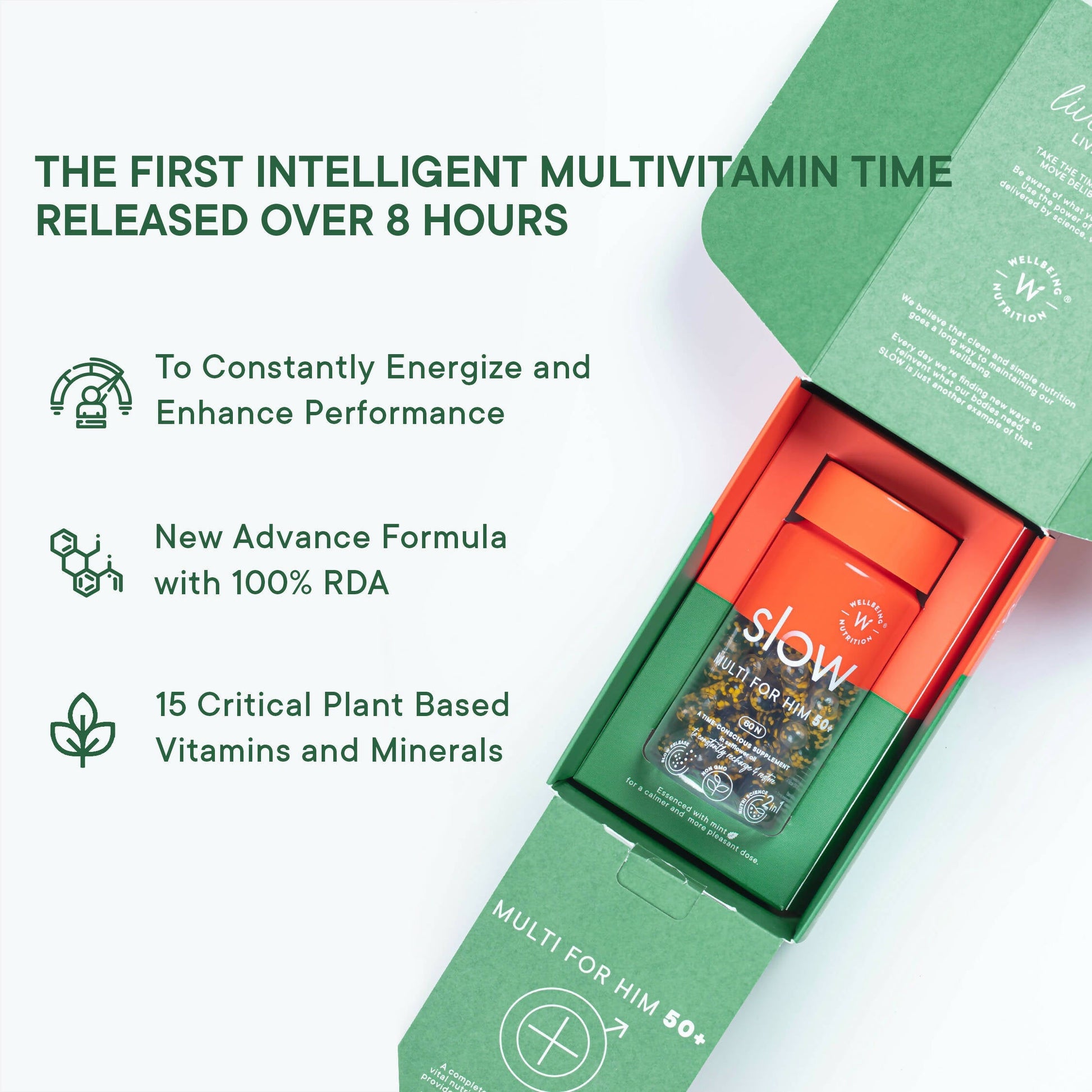 Wellbeing Nutrition Slow | Multivitamin for Him 50+ Capsules - Drmedicart