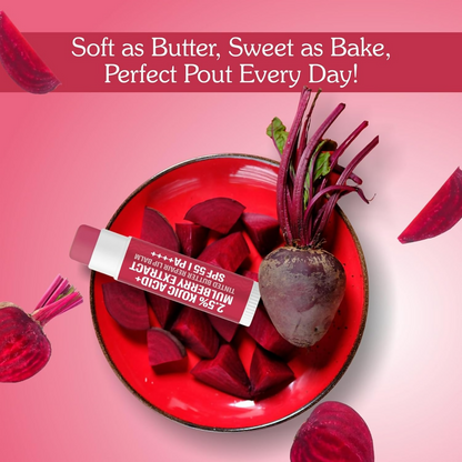 Bake 2.5% Kojic Acid Beetroot Tinted Butter Brightening Lip Balm Spf 55 Pa++++