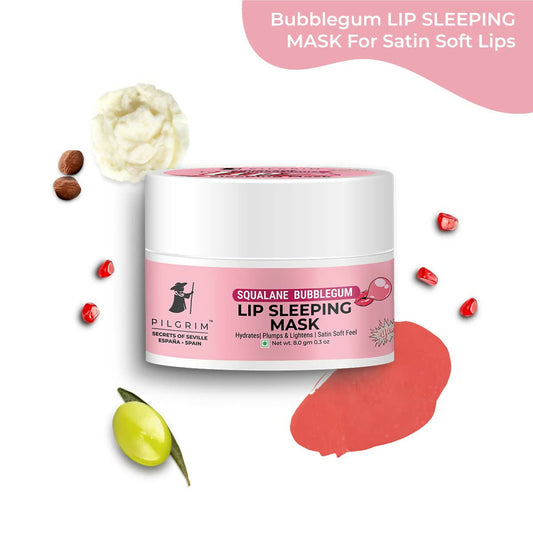 Buy Pilgrim Spanish Lip Sleeping Mask (Bubblegum) with Shea Butter & Pomegranate For Hydrated & Soft Lips from DrMediCart, Ship from India to USA