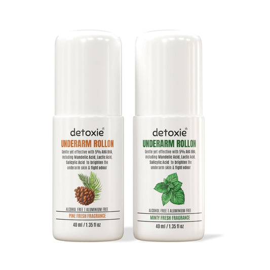 Detoxie 5% AHA BHA Underarm Lightening Deo Rollon Combo
