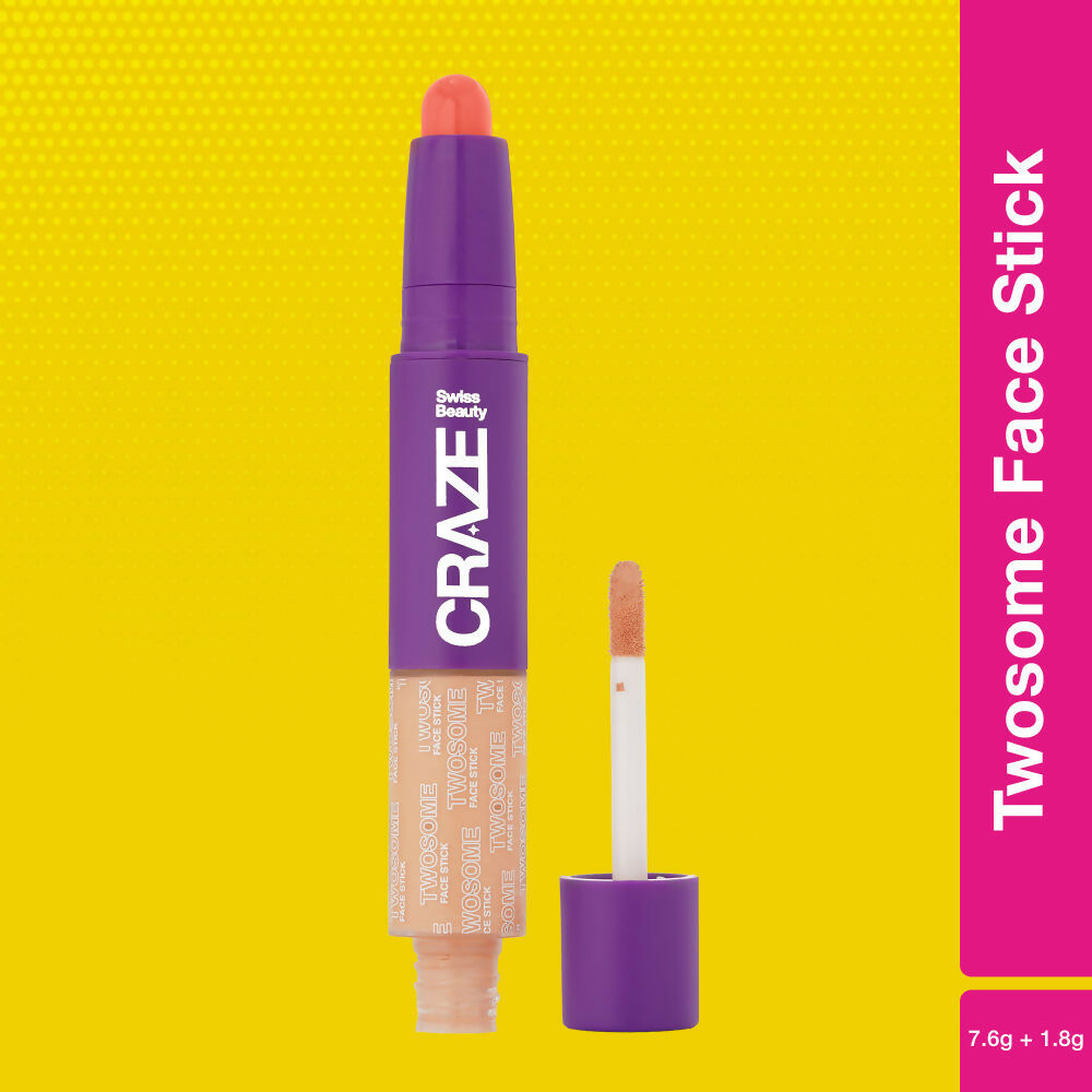 Swiss Beauty Craze Twosome Face Stick 2-In-1 Beauty Wand Concealer and Blush - 3 Medium - Pink