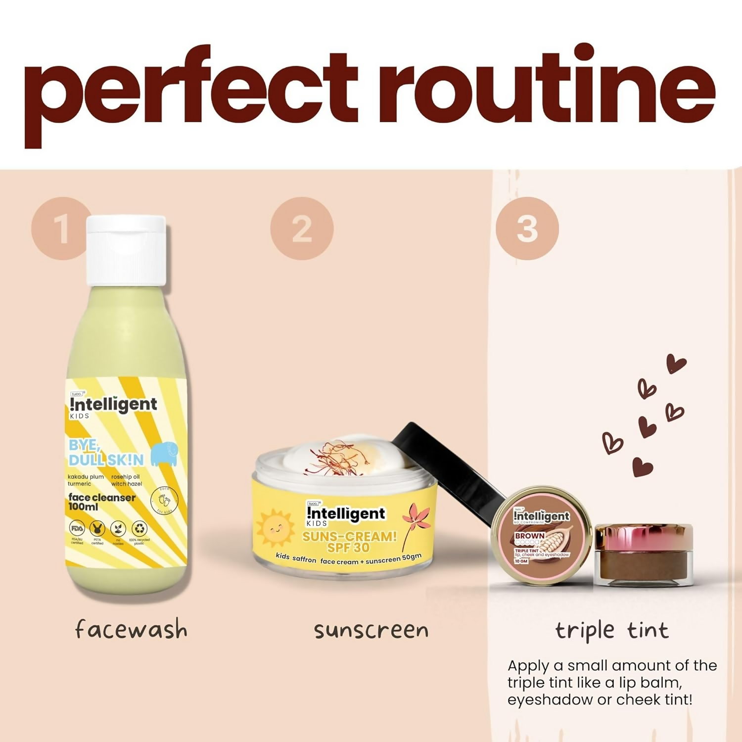 TuCo Intelligent Kids Brown Cocoa Triple Tint Lip, Cheek & Eyeshadow Balm