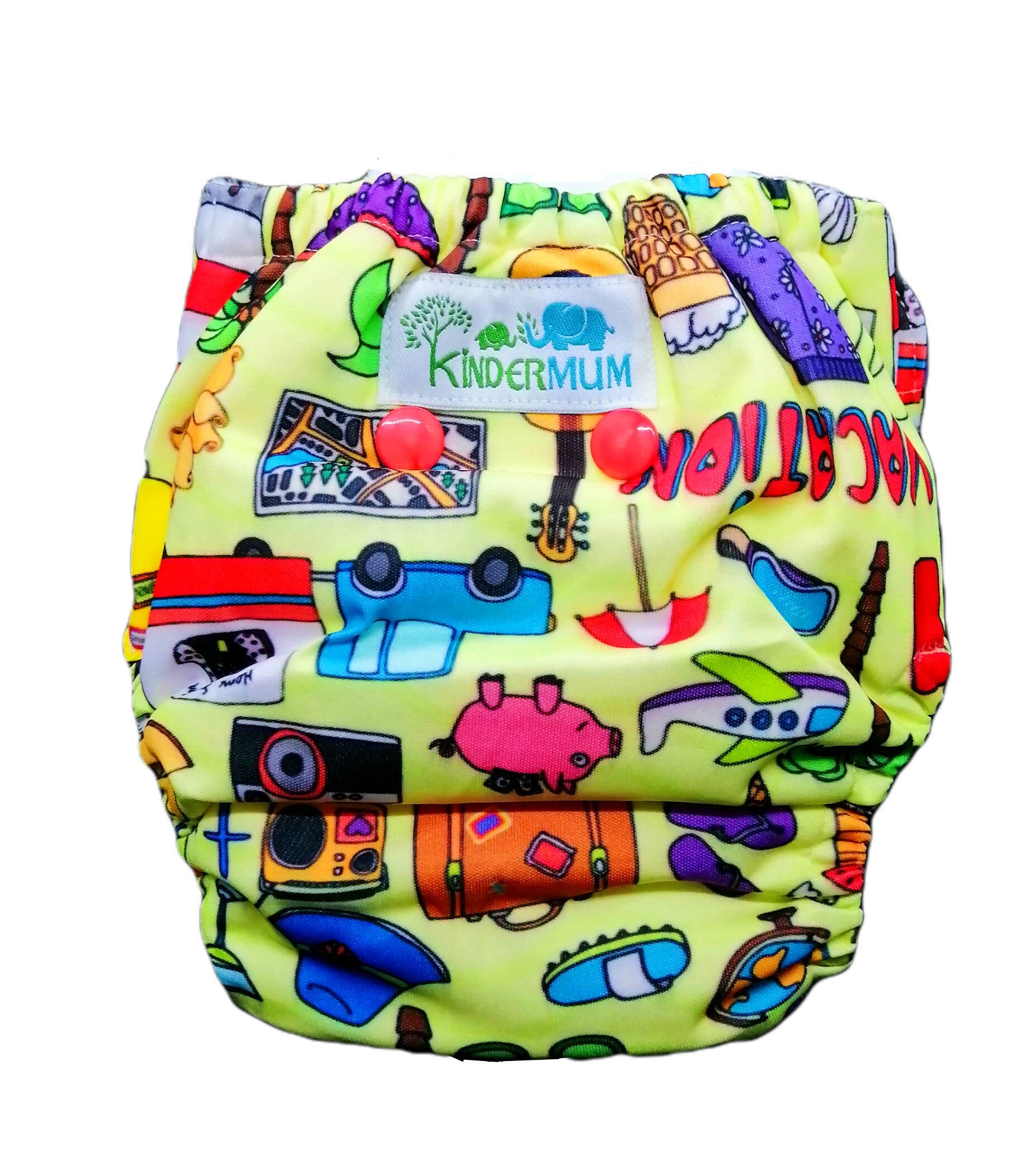 Kindermum Nano Aio Cloth Diaper With 2 Organic Cotton Inserts- Vacation For Kids